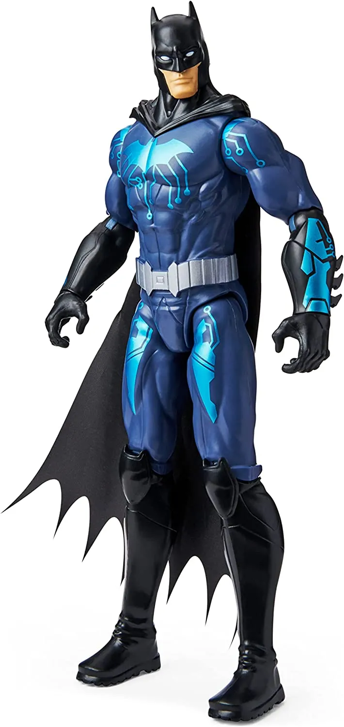 Batman 12-inch Bat-Tech Batman Action Figure (Black/Blue Suit), Kids Toys for Boys Aged 3 and up