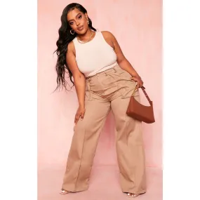 Beige Tailored Cargo Trousers