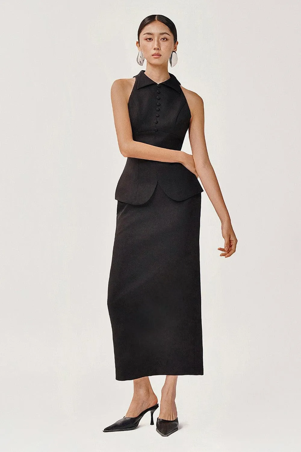 Beloved Straight Back Slit Velvet Burlap Ankle Length Skirt