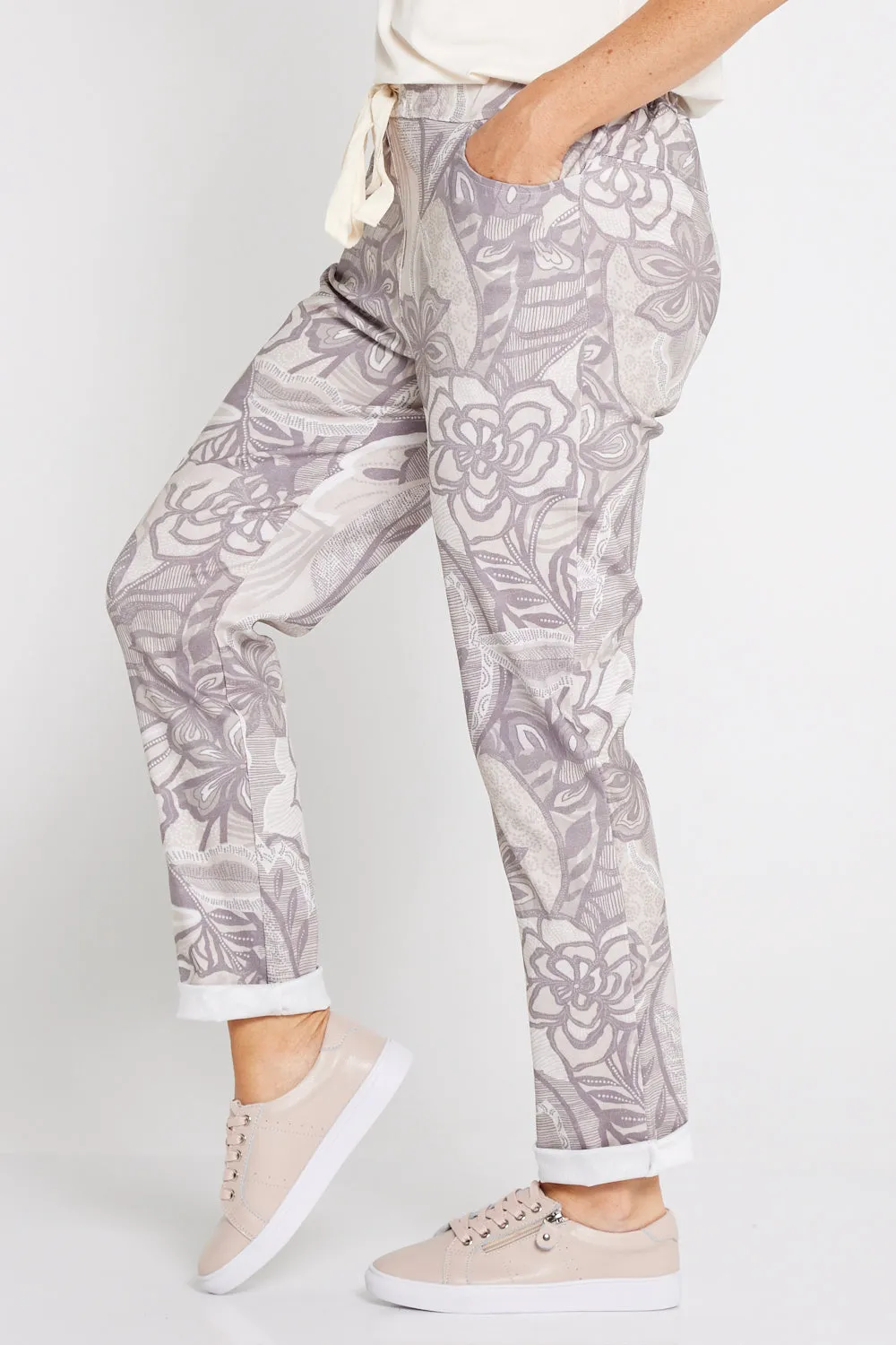 Beth Pants - Taupe Floral