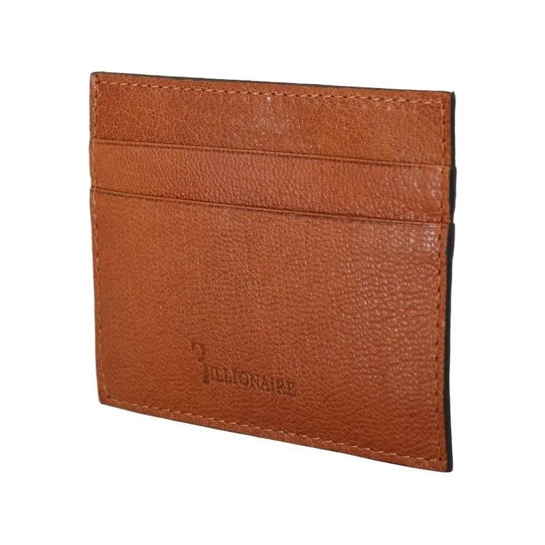 Billionaire Italian Couture Elegant Men's Leather Wallet in Brown