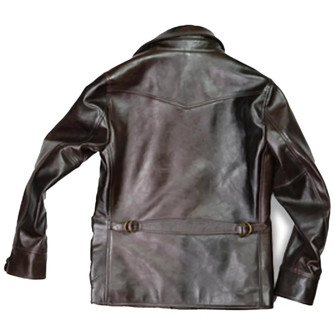 Black Leather Horse Car Coat