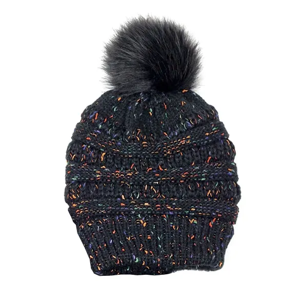 Black Pom Pom Hat (POM10)