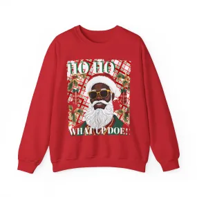 Black Santa with Shades Unisex Sweatshirt -Crewneck Jumper, Holiday Santa Apparel, Festive Winter Pullover, Cool Santa Claus