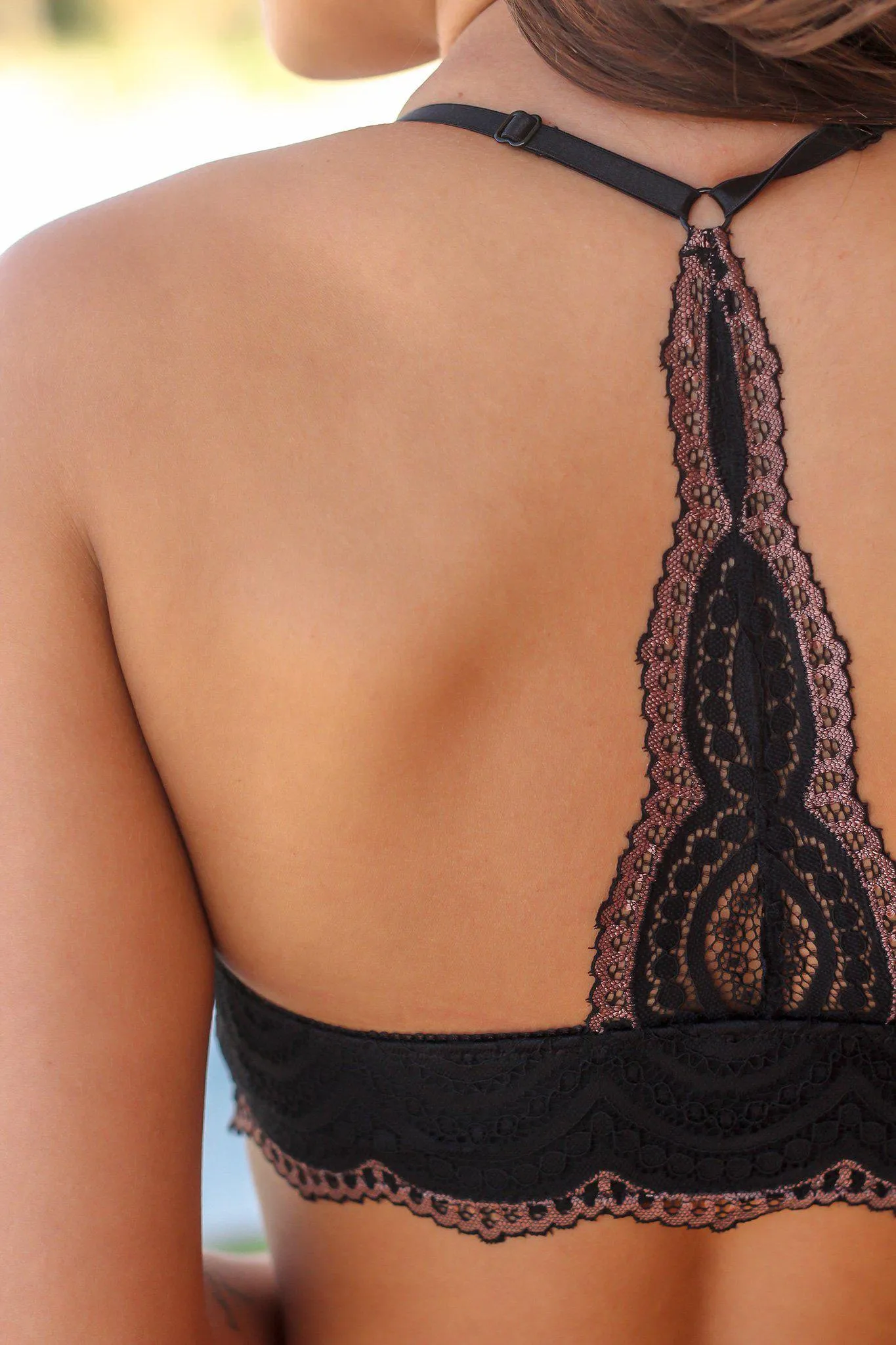 Black Two Tone Lace Bralette