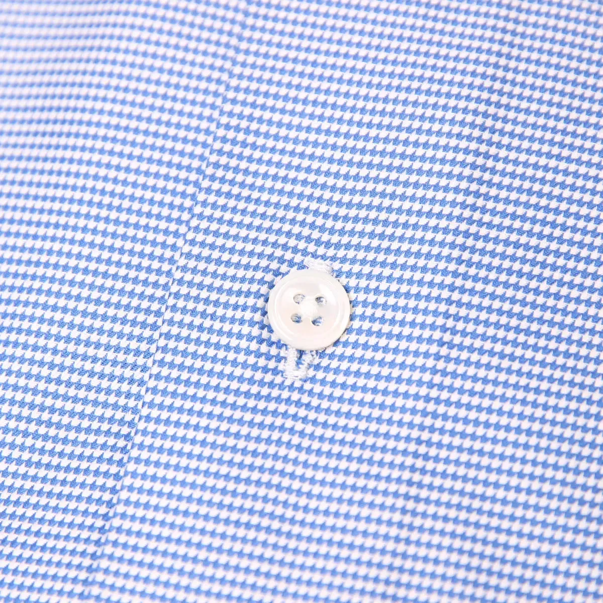 Blue Puppytooth Cotton Long Sleeve Shirt