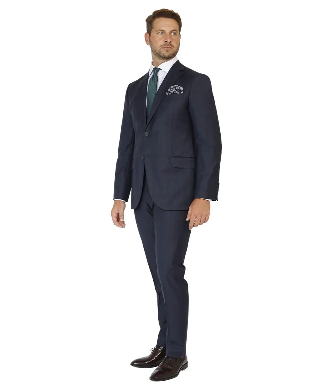 Blue Stretch Sharkskin Check Suit