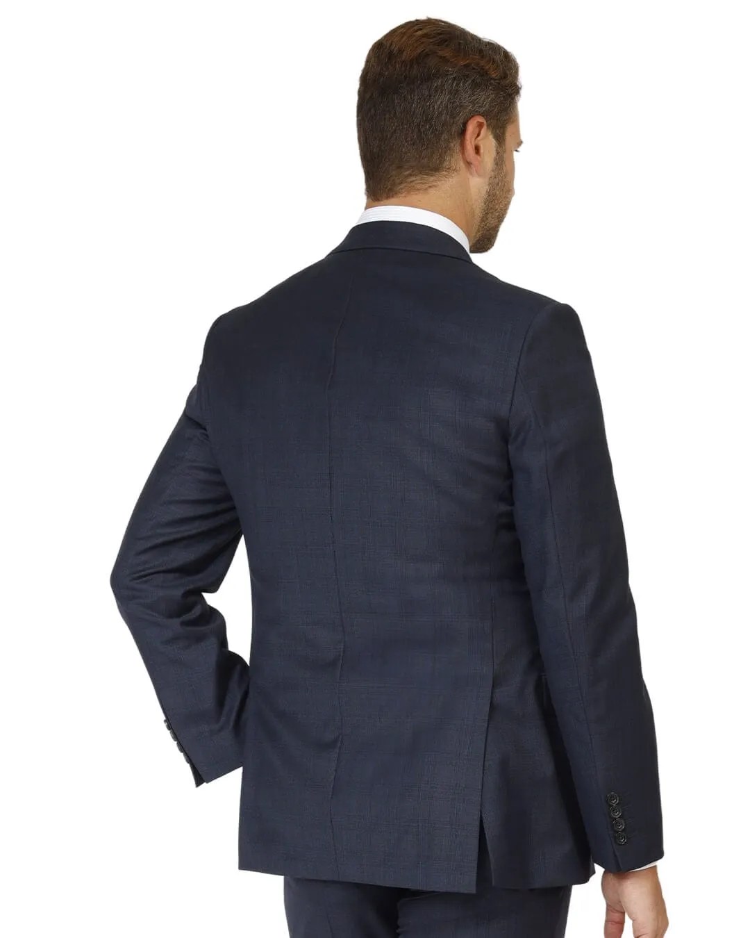 Blue Stretch Sharkskin Check Suit