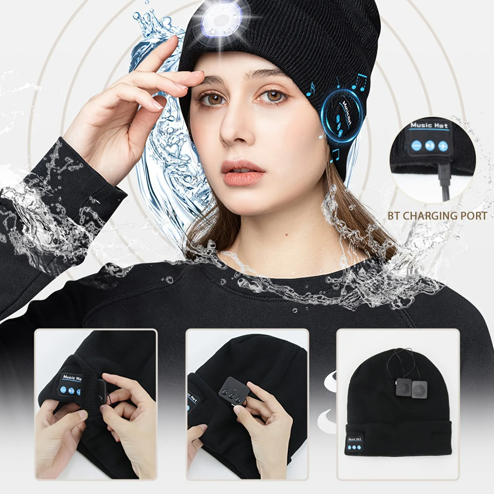 Bluetooth Music Led Beanie Hat with Light for Women Men Outdoor