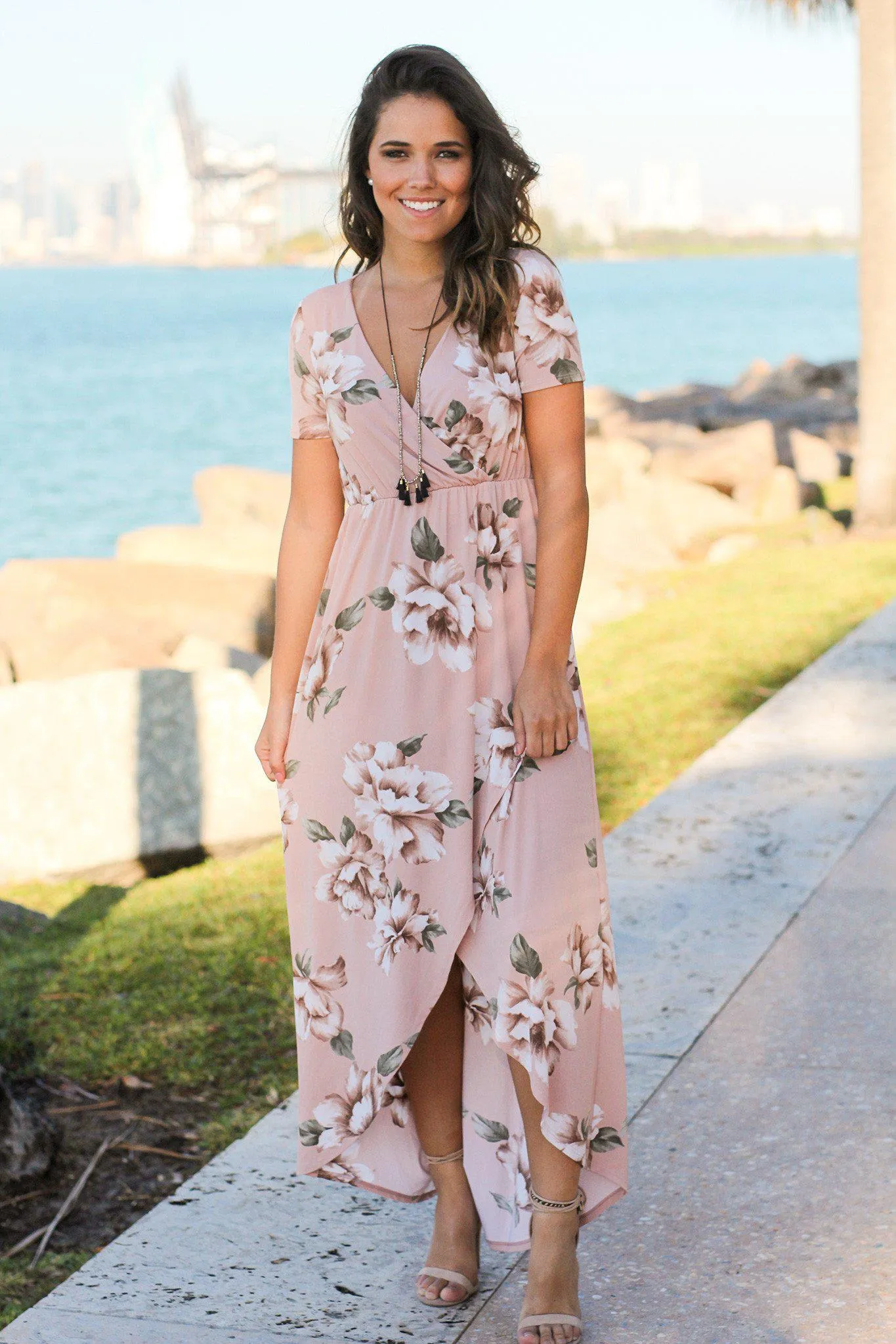 Blush Floral High Low Dress