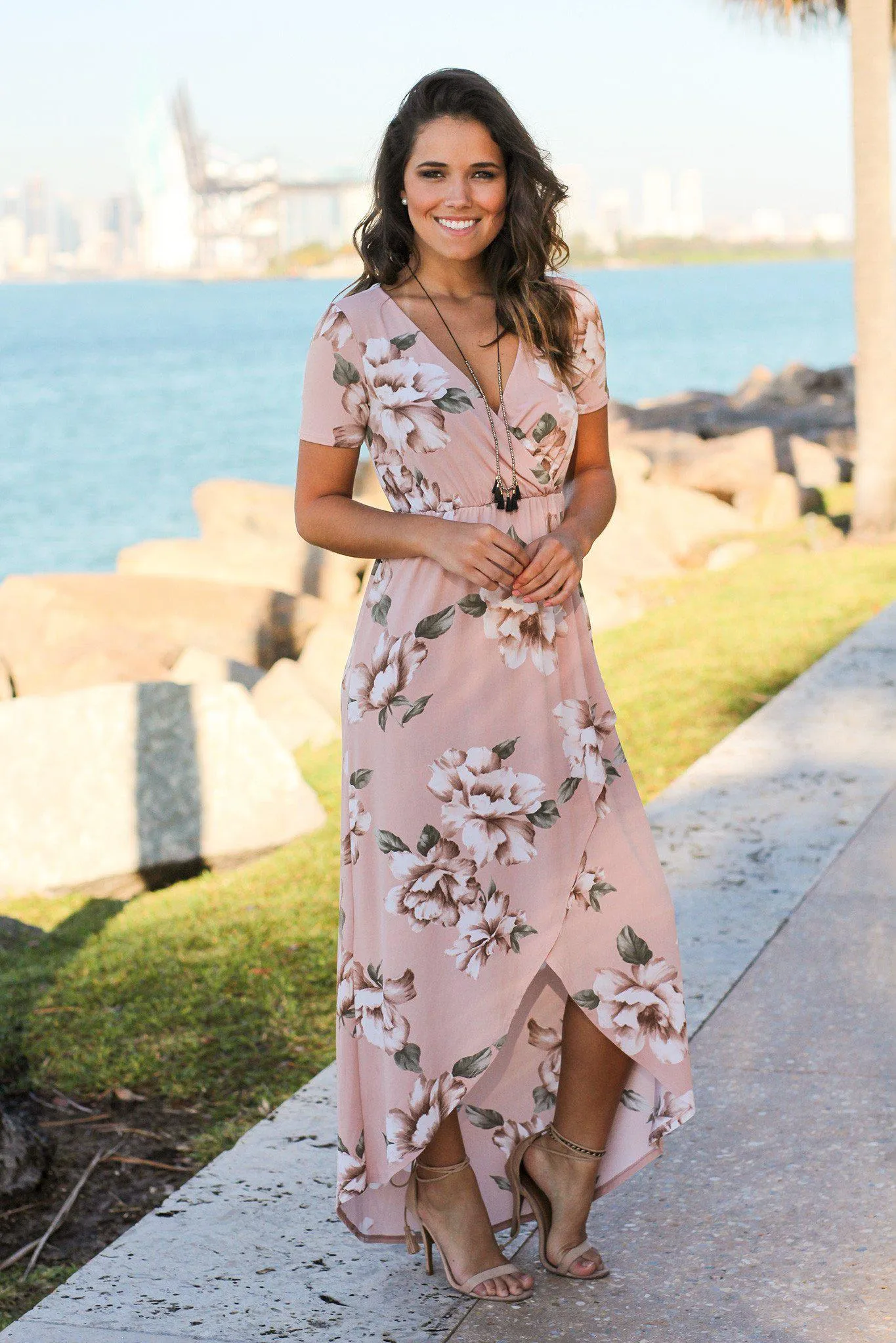 Blush Floral High Low Dress