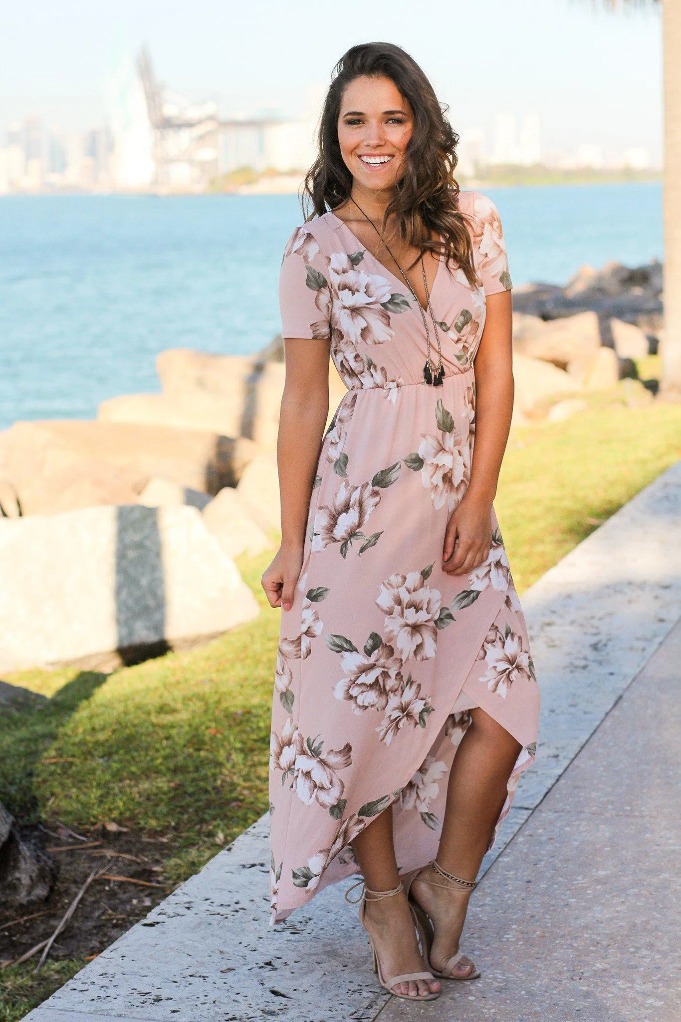 Blush Floral High Low Dress