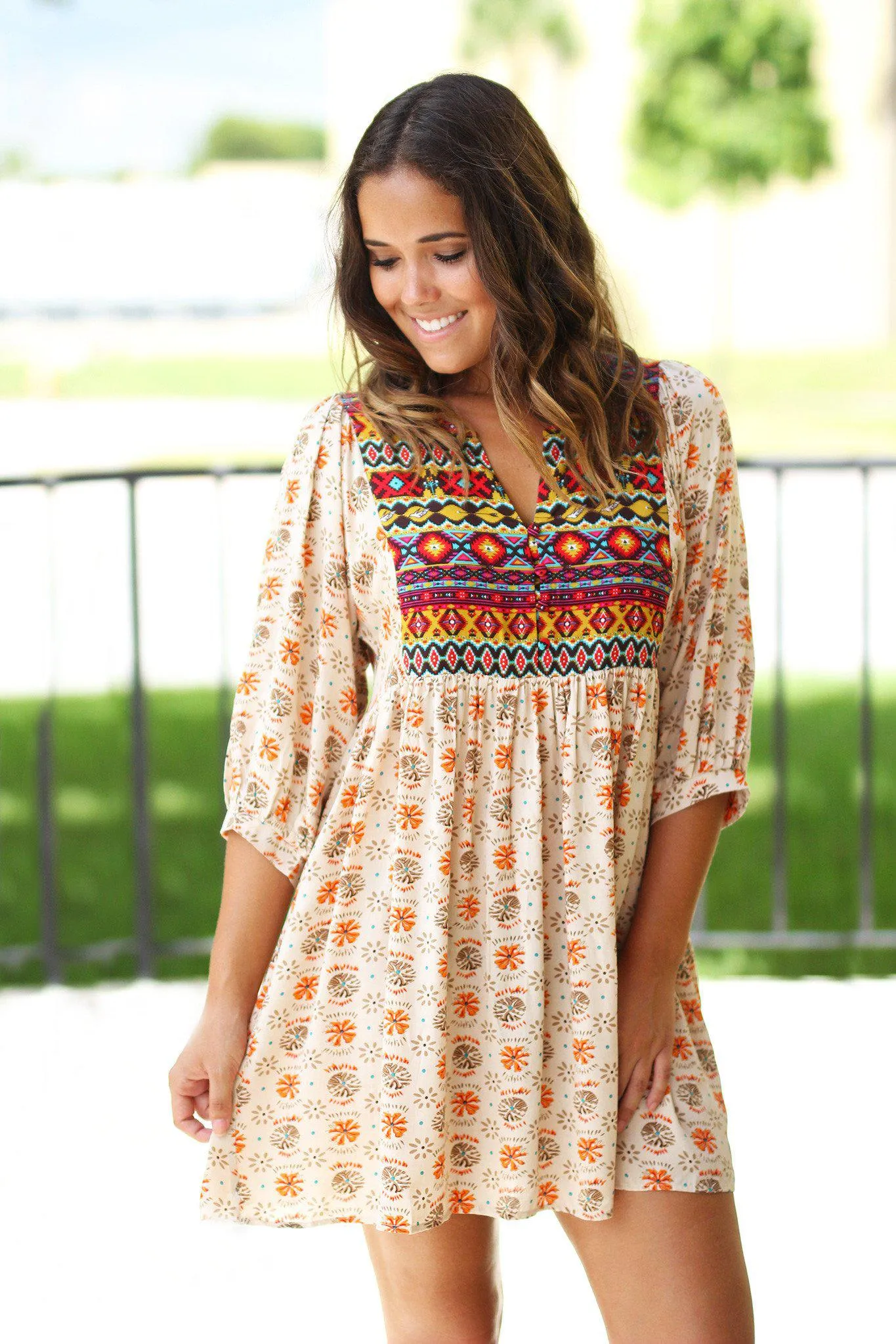 Boho Printed Short Dress