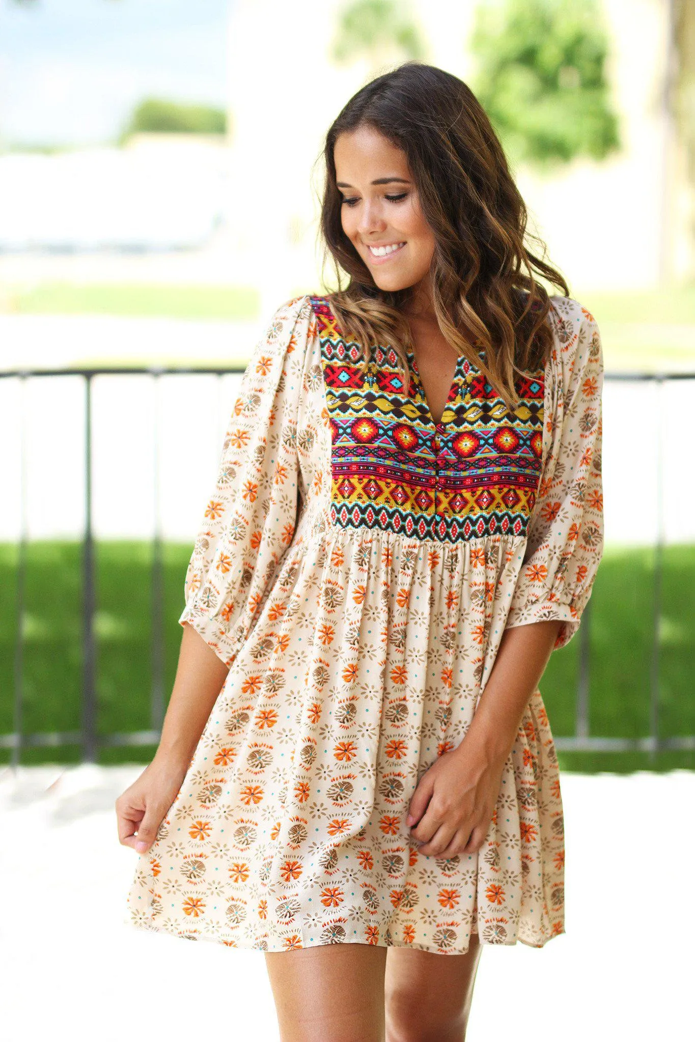 Boho Printed Short Dress