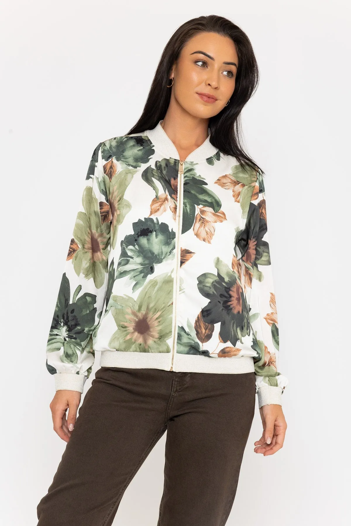 Bomber Jacket in Khaki Print