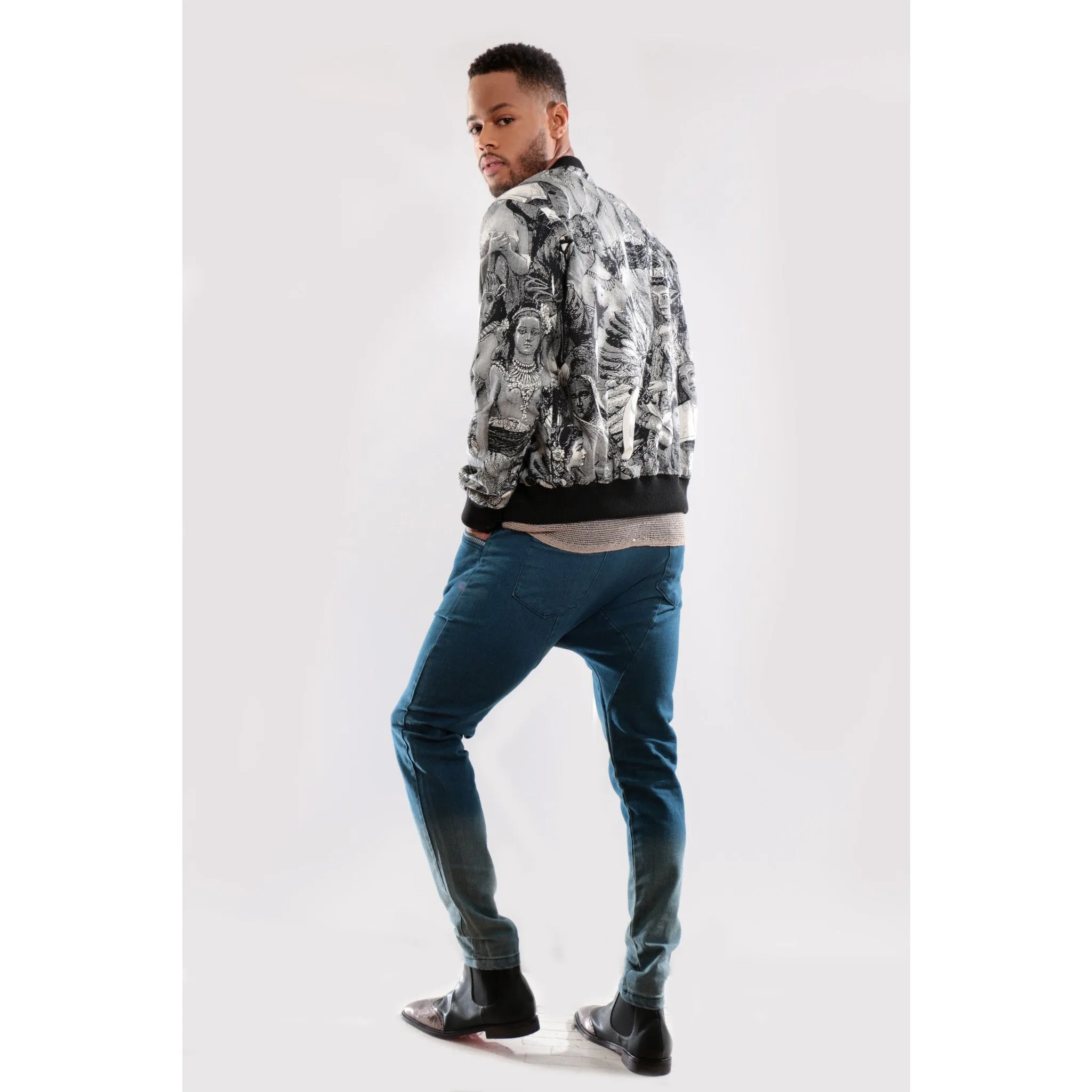 Bomber Jacket with historical image prints