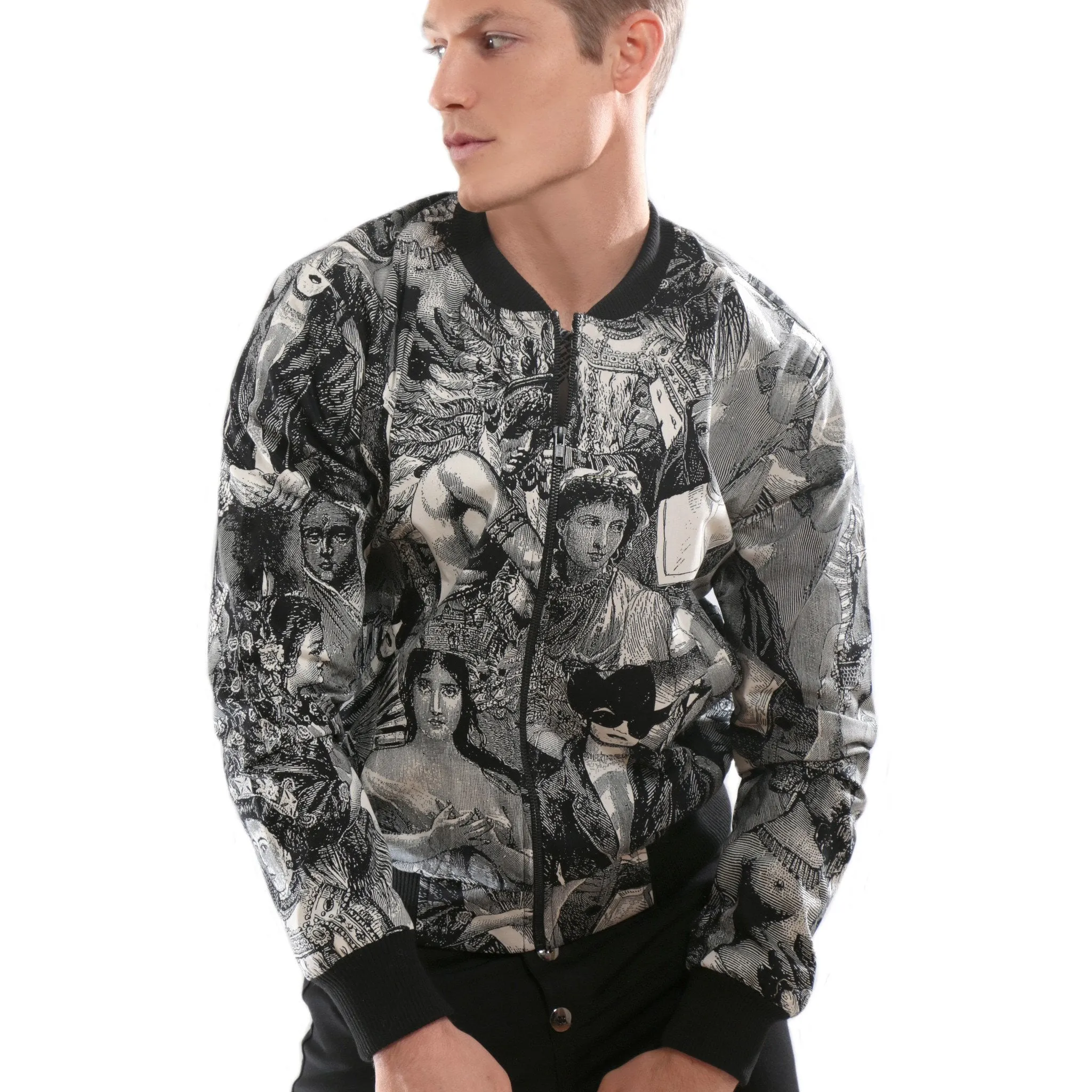 Bomber Jacket with historical image prints