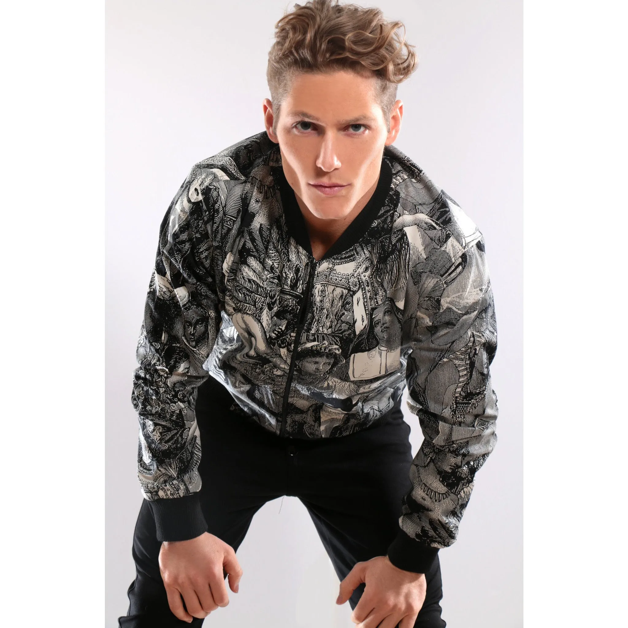 Bomber Jacket with historical image prints