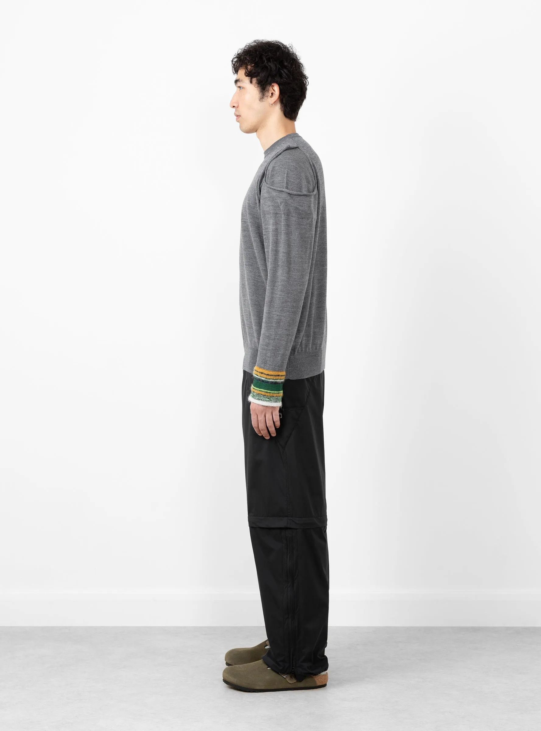 Border Knit Pullover Grey