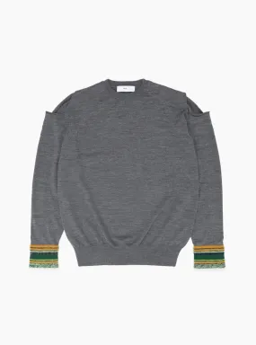 Border Knit Pullover Grey