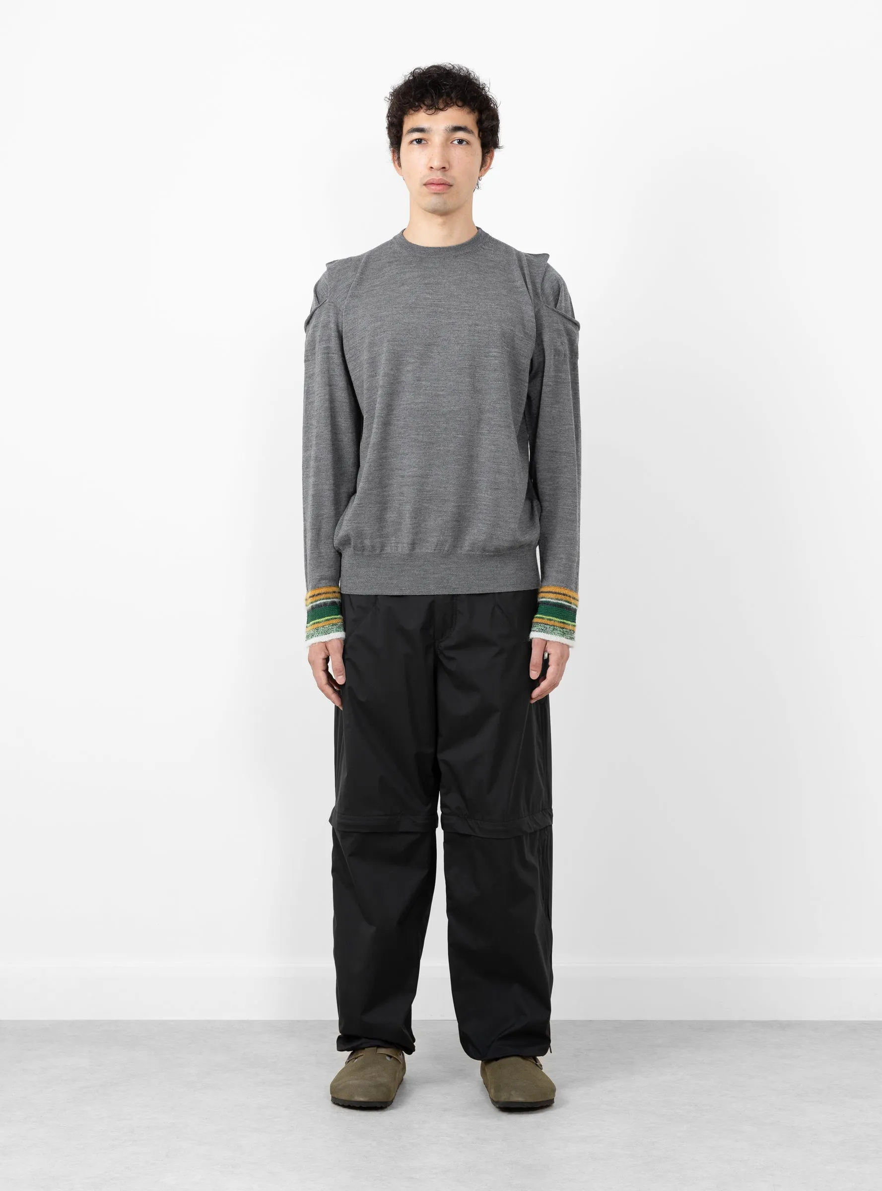 Border Knit Pullover Grey