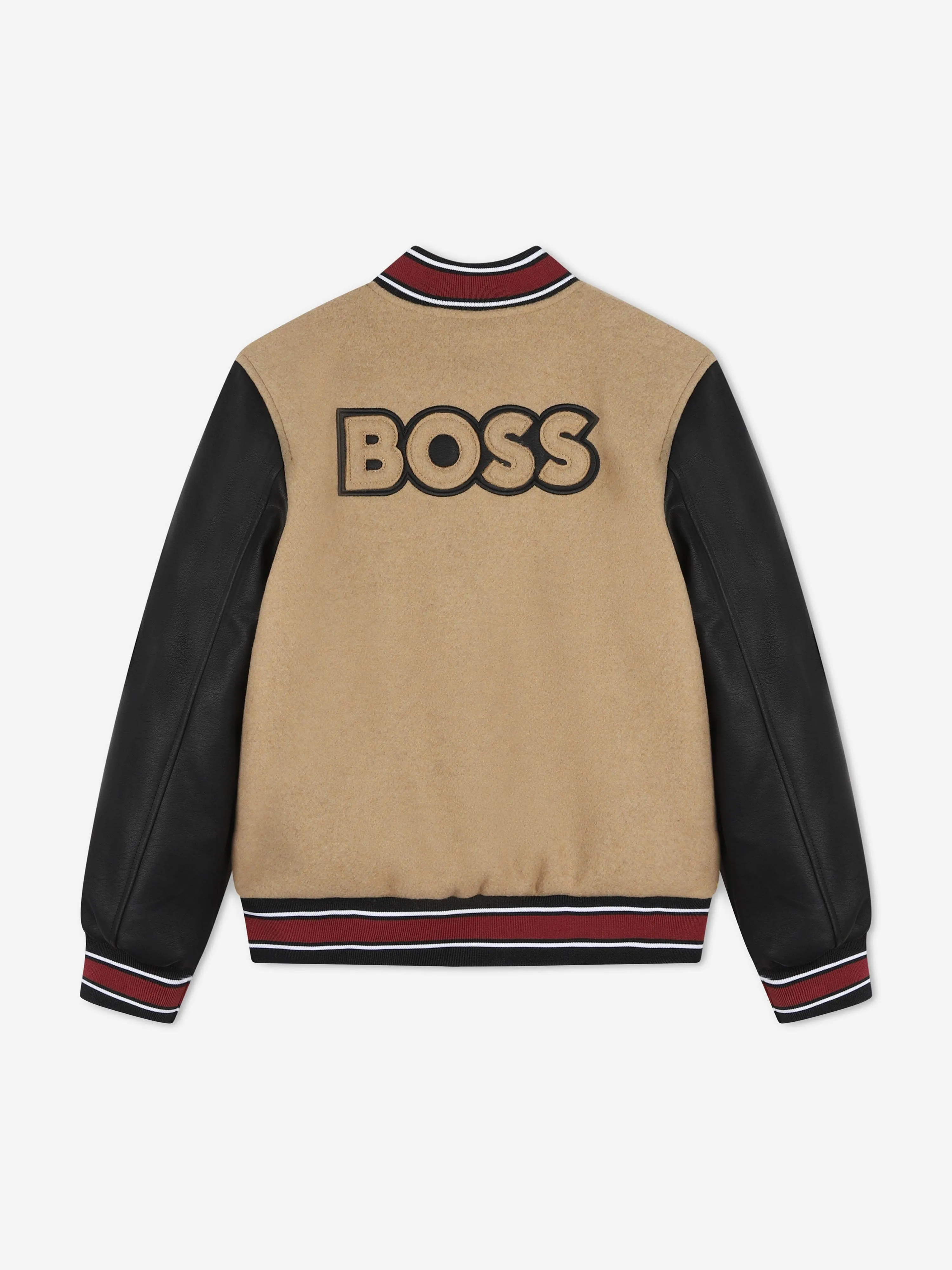 BOSS Kids Wool Bomber Jacket in Brown