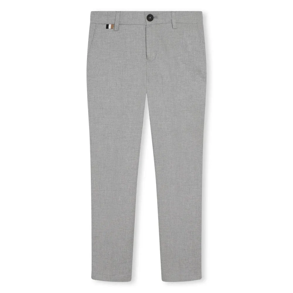 BOSS KIDSWEAR Chine Grey Suit Trousers