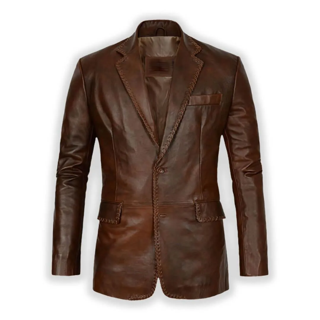 Brown Leather Blazer