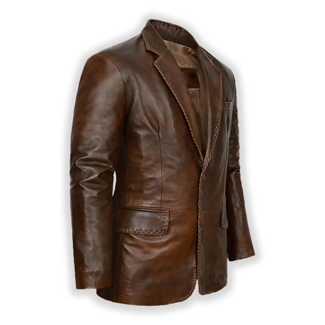 Brown Leather Blazer