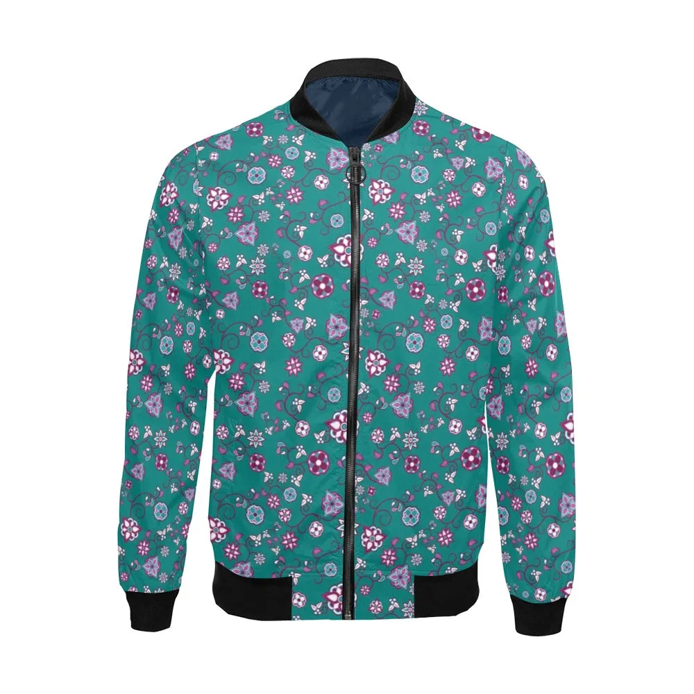 Burgundy Bloom Bomber Jacket for Men