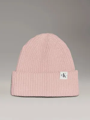 Calvin Klein - Monogram rib beanie, peach