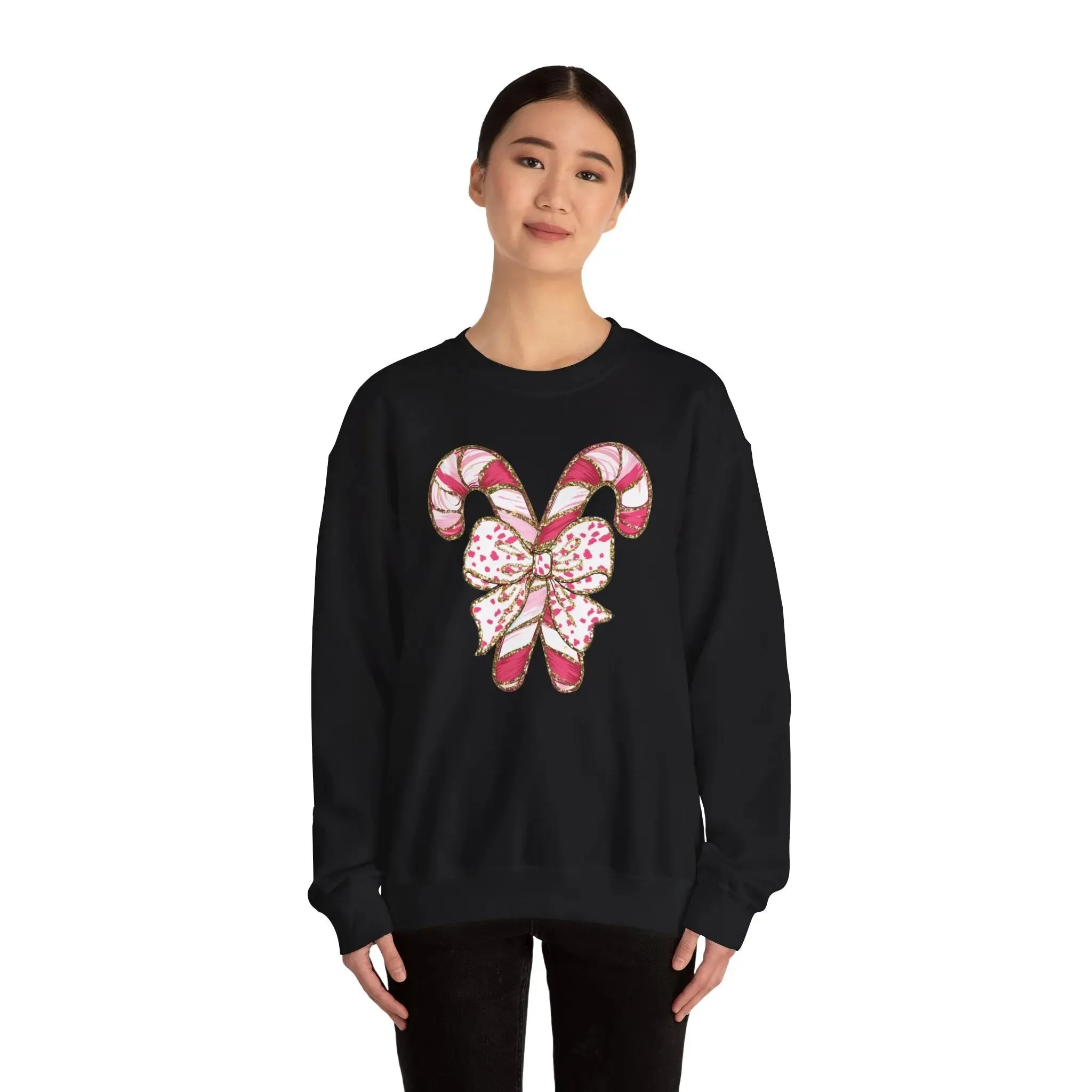 Candy Cane Womenswear Christmas Crewneck Cotton Sweatshirt