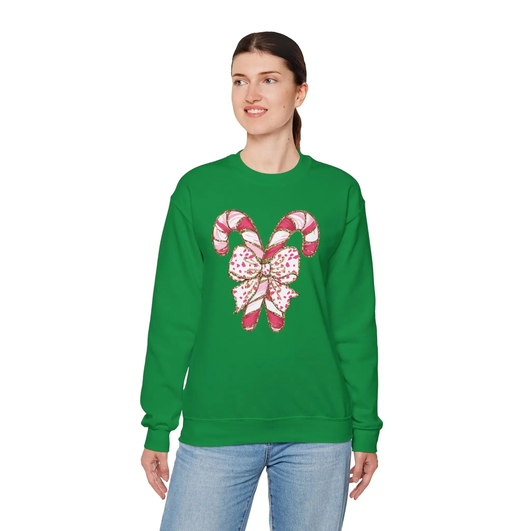 Candy Cane Womenswear Christmas Crewneck Cotton Sweatshirt