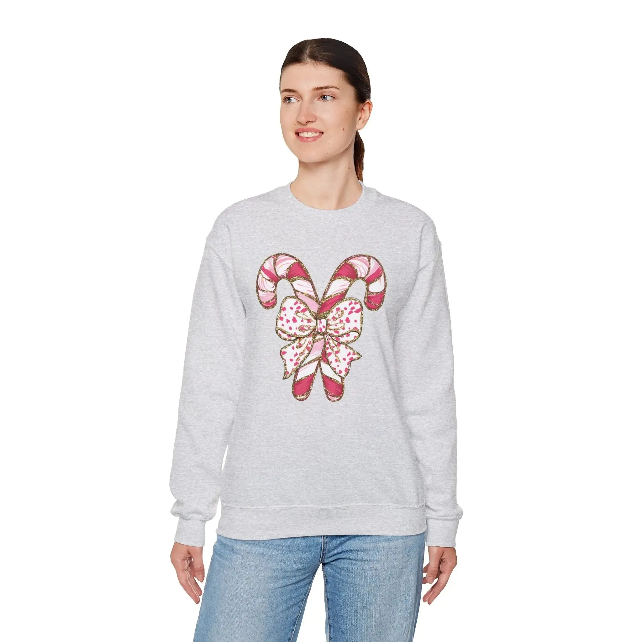 Candy Cane Womenswear Christmas Crewneck Cotton Sweatshirt