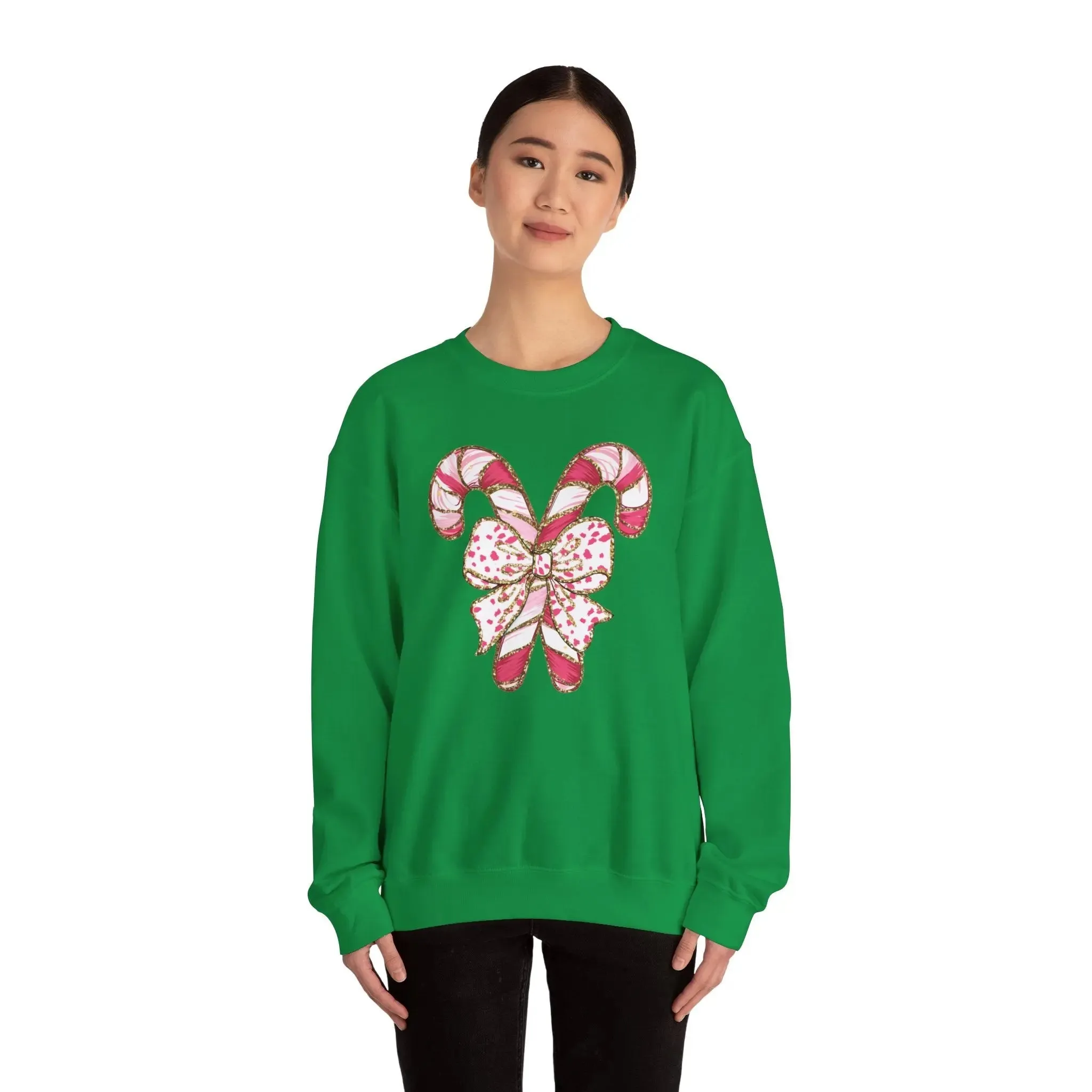 Candy Cane Womenswear Christmas Crewneck Cotton Sweatshirt