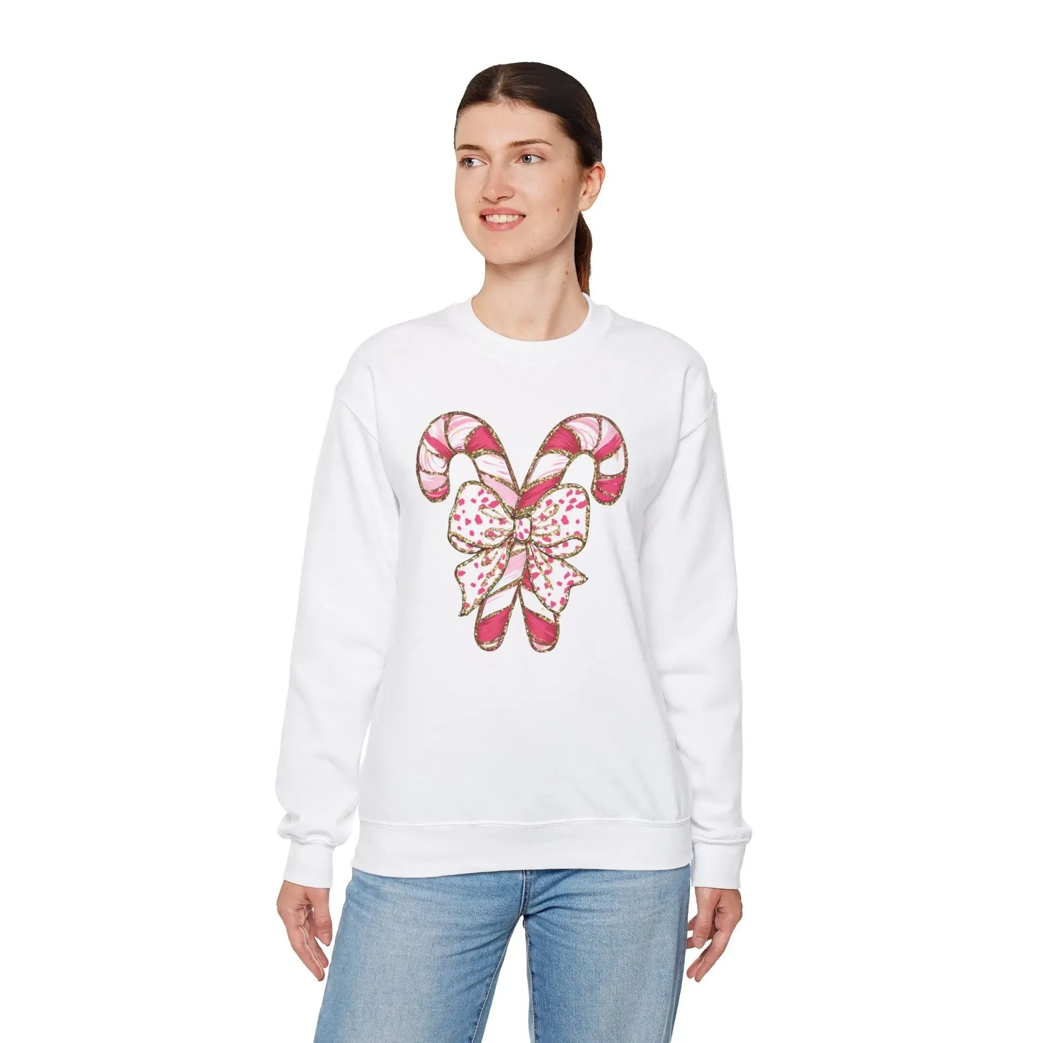 Candy Cane Womenswear Christmas Crewneck Cotton Sweatshirt