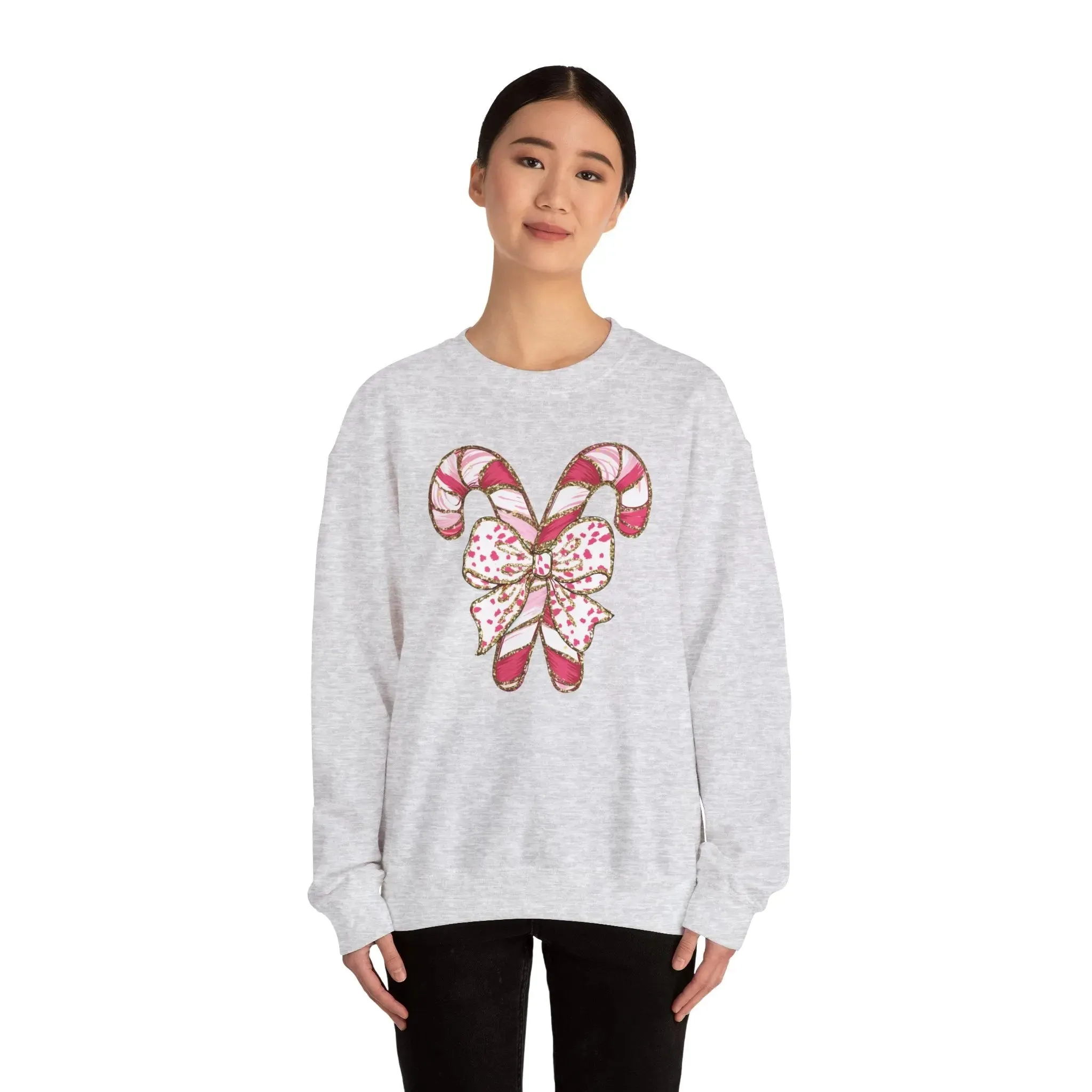 Candy Cane Womenswear Christmas Crewneck Cotton Sweatshirt