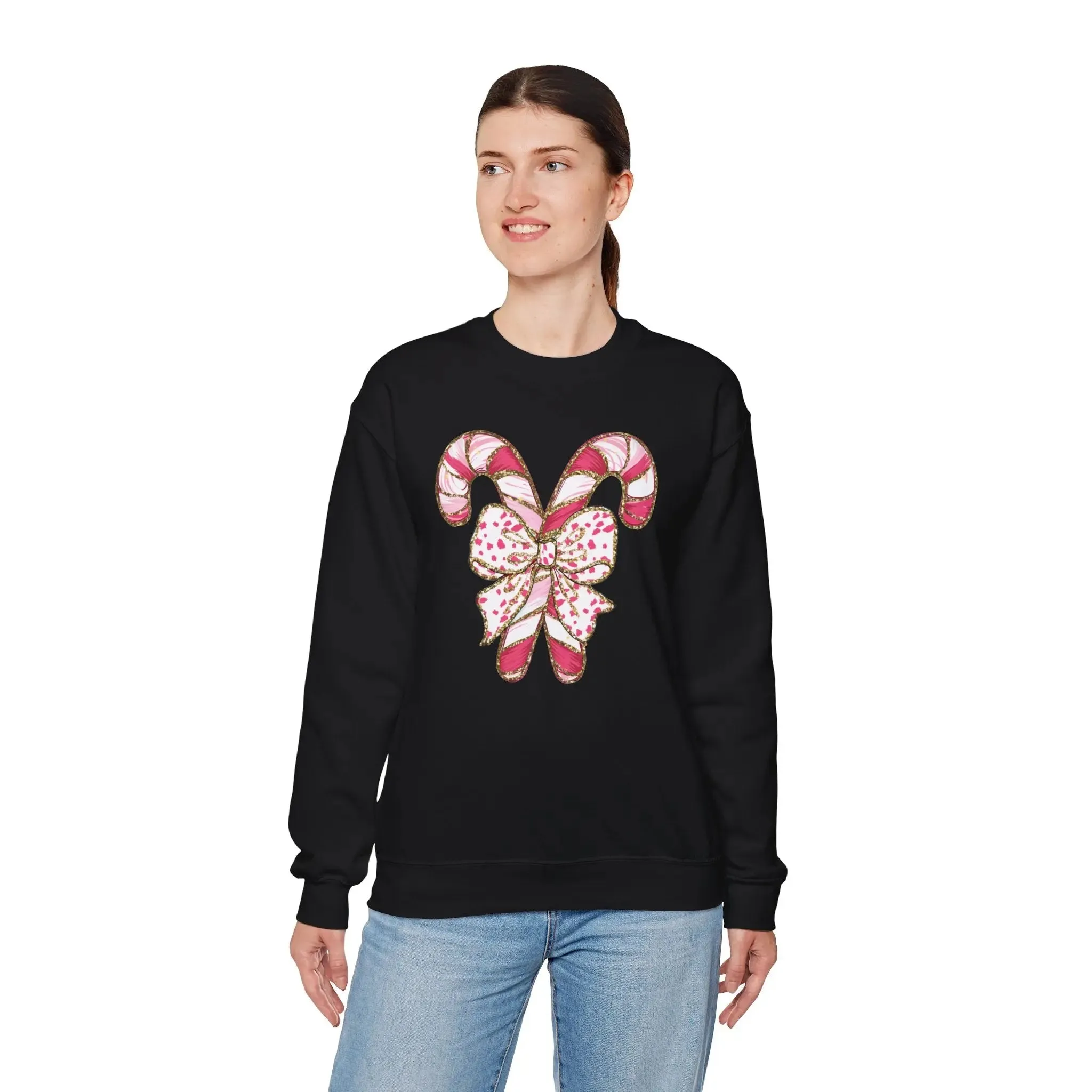 Candy Cane Womenswear Christmas Crewneck Cotton Sweatshirt