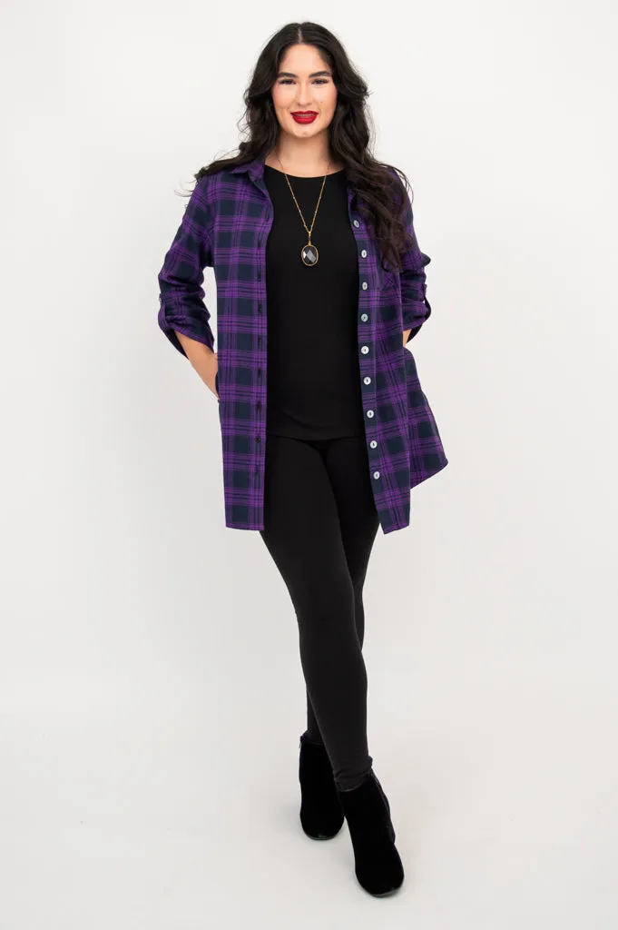 Celine Tunic, Acai Plaid, Cotton