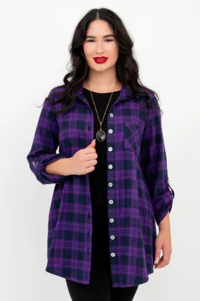 Celine Tunic, Acai Plaid, Cotton