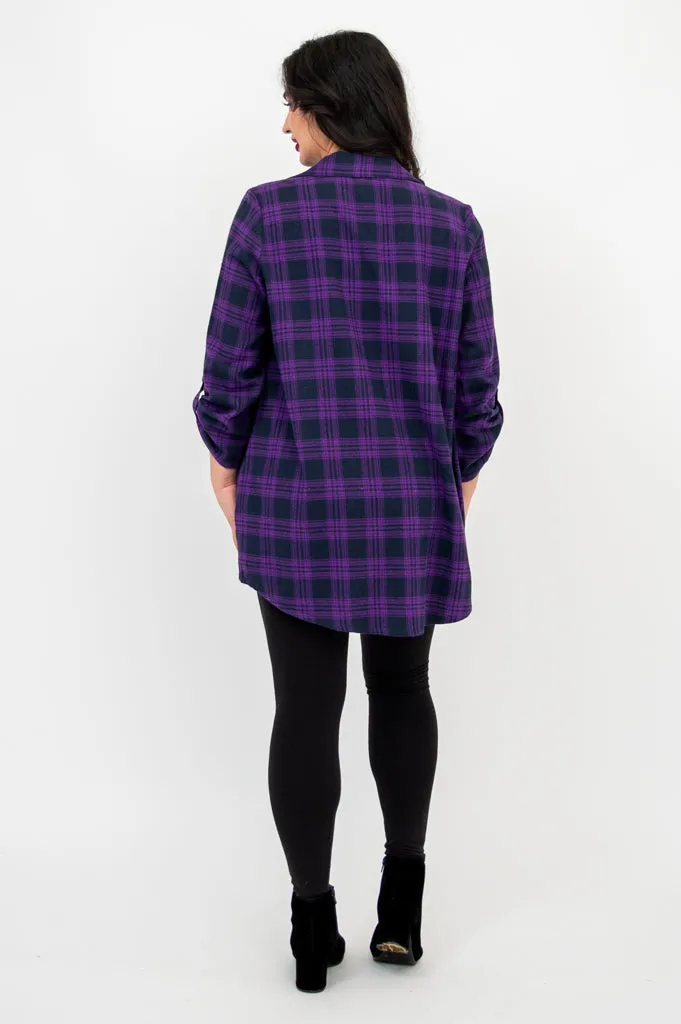 Celine Tunic, Acai Plaid, Cotton