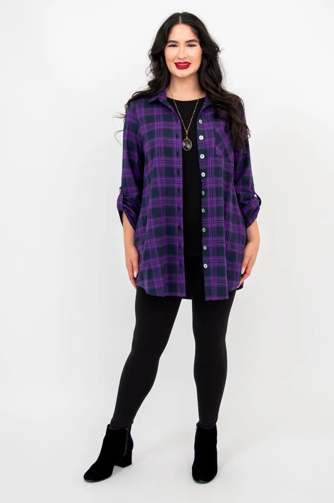 Celine Tunic, Acai Plaid, Cotton