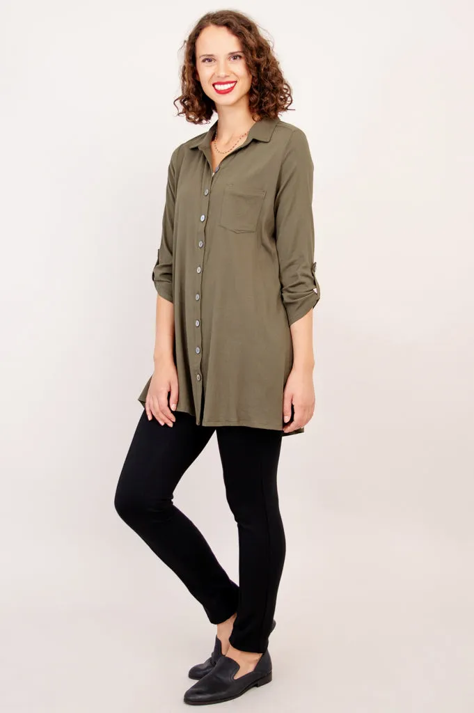 Celine Tunic, Khaki, Linen Bamboo