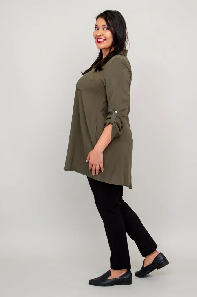 Celine Tunic, Khaki, Linen Bamboo