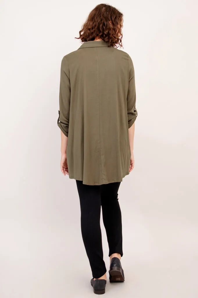 Celine Tunic, Khaki, Linen Bamboo