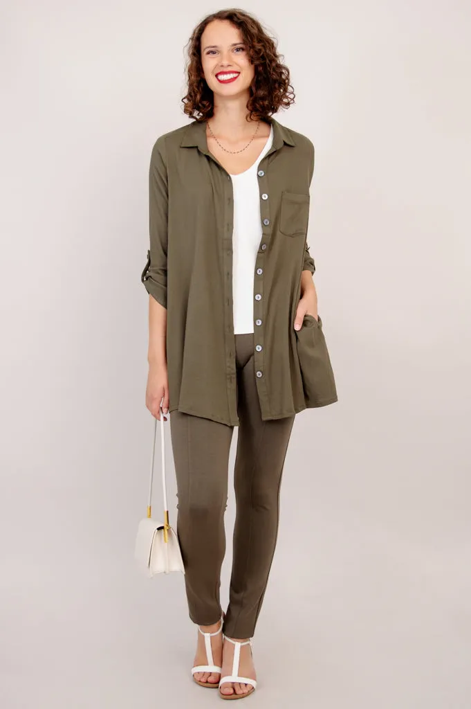 Celine Tunic, Khaki, Linen Bamboo