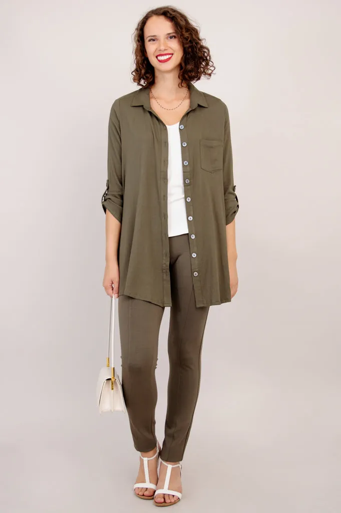 Celine Tunic, Khaki, Linen Bamboo