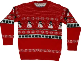 Christmas Cutie Snowman Junior Christmas Jumper - Red