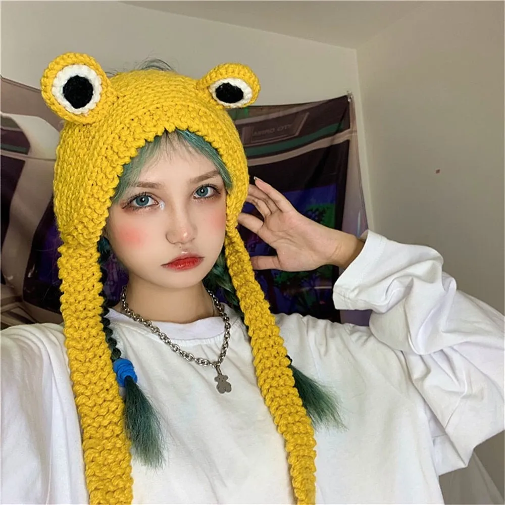 Christmas Gift Winter Skullies 2022 Women Frog Hat Crochet Knitted Hat Costume Beanie Hats Cap Women Gift Baby Anime Hat Photography Prop Party