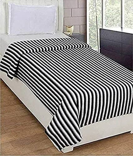 CK CREATION Single Bed Donation Woollen Standard Polo Blanket (Black and White) 1 pcs